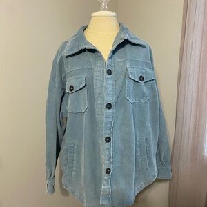 Zenana Outfitters Sky Blue Corduroy Utility Jacket